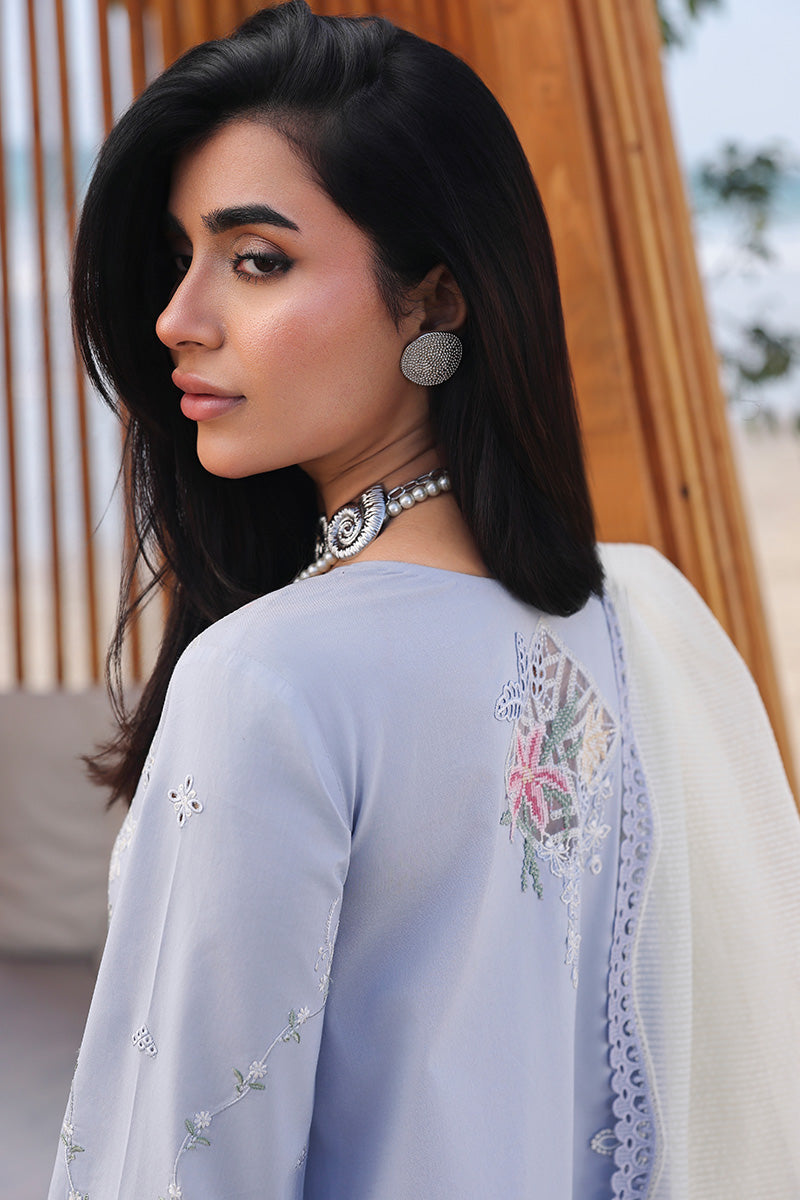 03 Piece Stitched Lawn With Chikankari Embroidered Suit - Ready To Wear