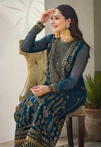 03 Piece Stitched Chiffon Embroidered Designer Dress - Ready To Wear