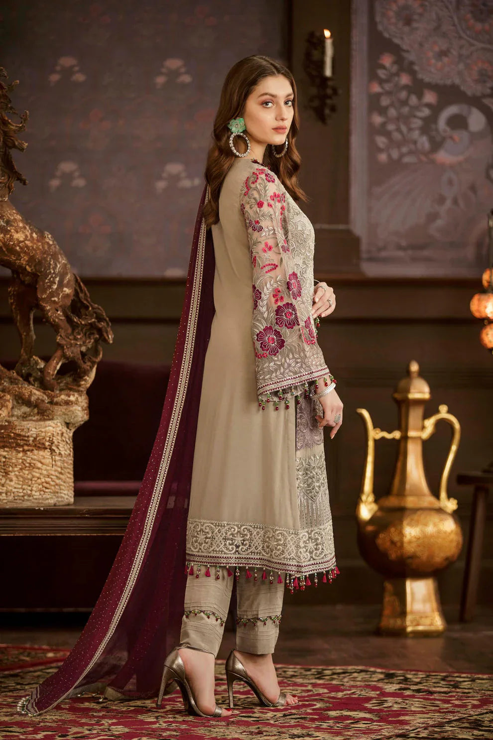 03 Piece Stitched Chiffon Suit - Ready To Wear