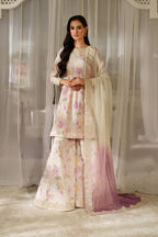 Embroidered Raw Silk 3-Piece Stitched Suit with Printed Chiffon Dupatta | Ready To Wear