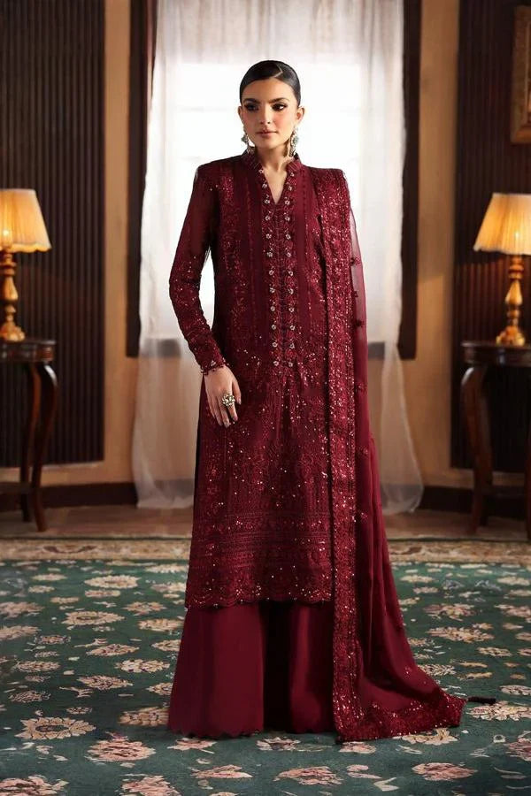 03 Piece Stitched Chiffon Embroidered Suit - Ready To Wear