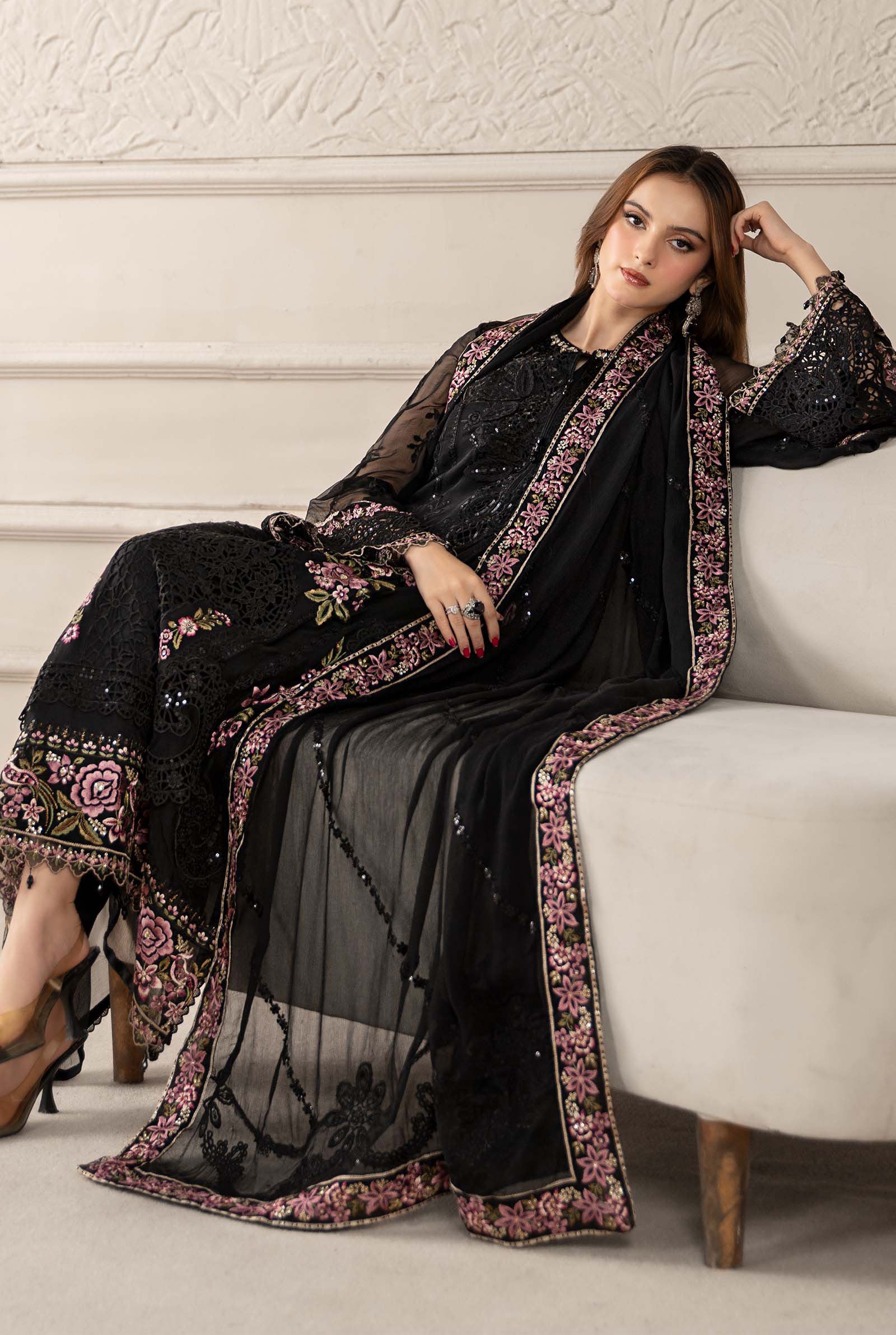 03 Piece Stitched Chiffon Suit - Ready To Wear