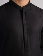 Black Blended Semi-Formal Kameez Shalwar for Men | Ready To Wear