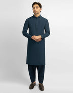 Electric Blue Blended Casual Kameez Shalwar for Men | Ready To Wear