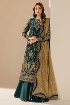 Embroidered Chiffon 3-Piece Stitched Suit with Organza Border & Malai Crape Trouser | Ready To Wear