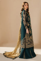 Embroidered Chiffon 3-Piece Stitched Suit with Organza Border & Malai Crape Trouser | Ready To Wear