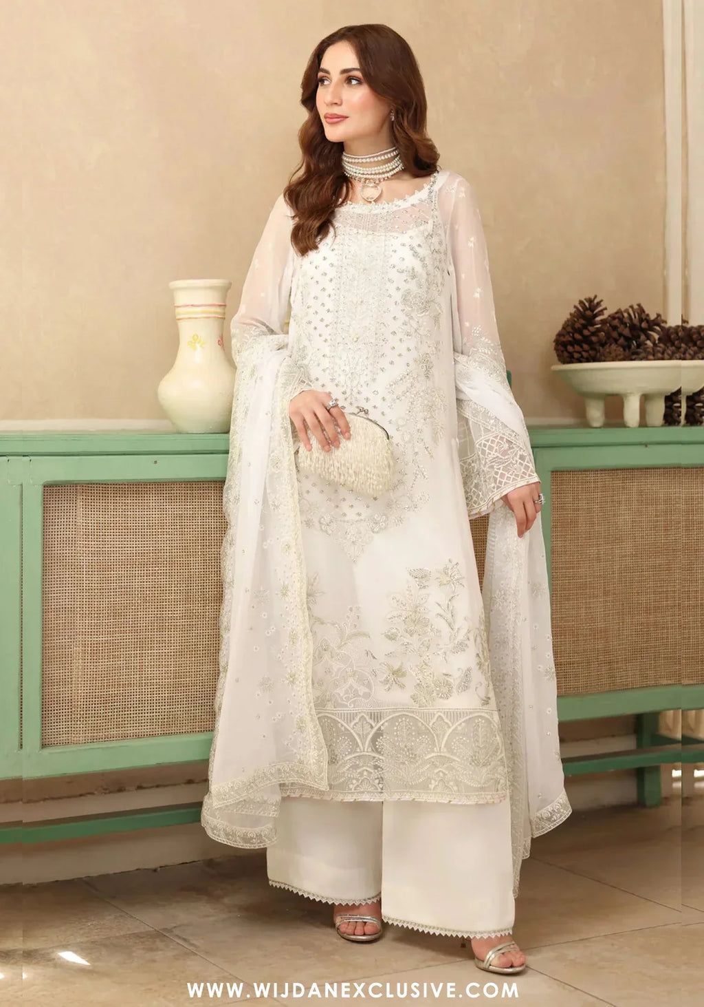 03-Piece Chiffon Suit With Embroidery - Ready To Wear