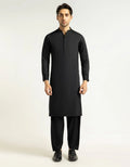 Black Blended Semi-Formal Kameez Shalwar for Men | Ready To Wear