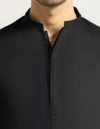 Black Blended Semi-Formal Kameez Shalwar for Men | Ready To Wear
