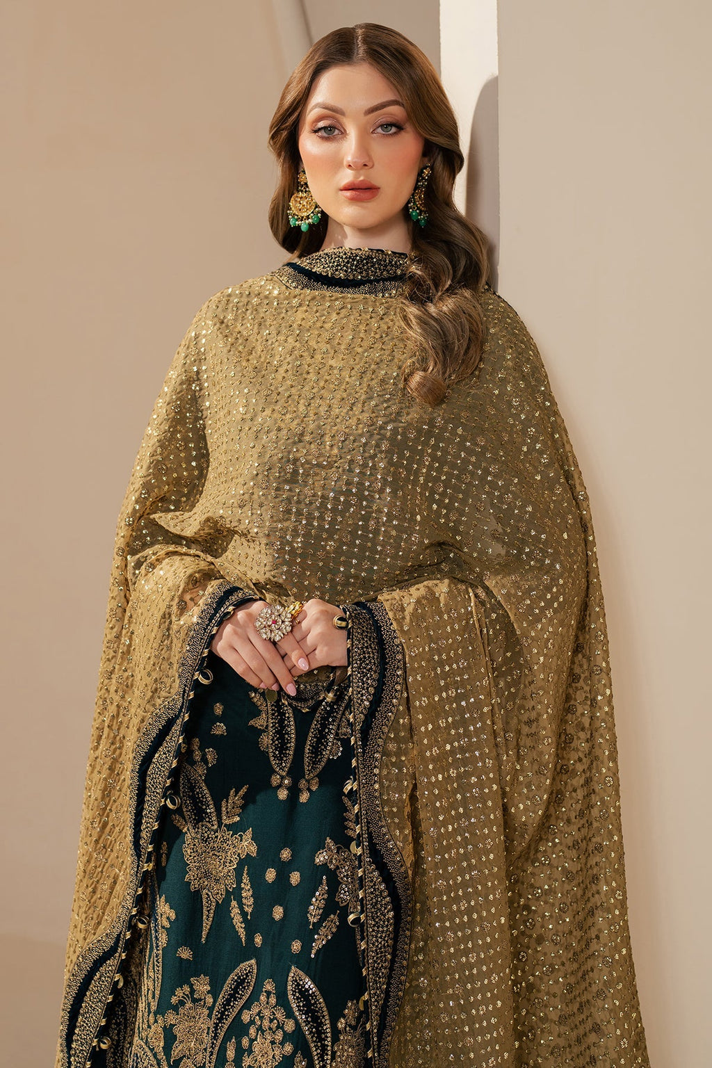 Embroidered Chiffon 3-Piece Stitched Suit with Organza Border & Malai Crape Trouser | Ready To Wear