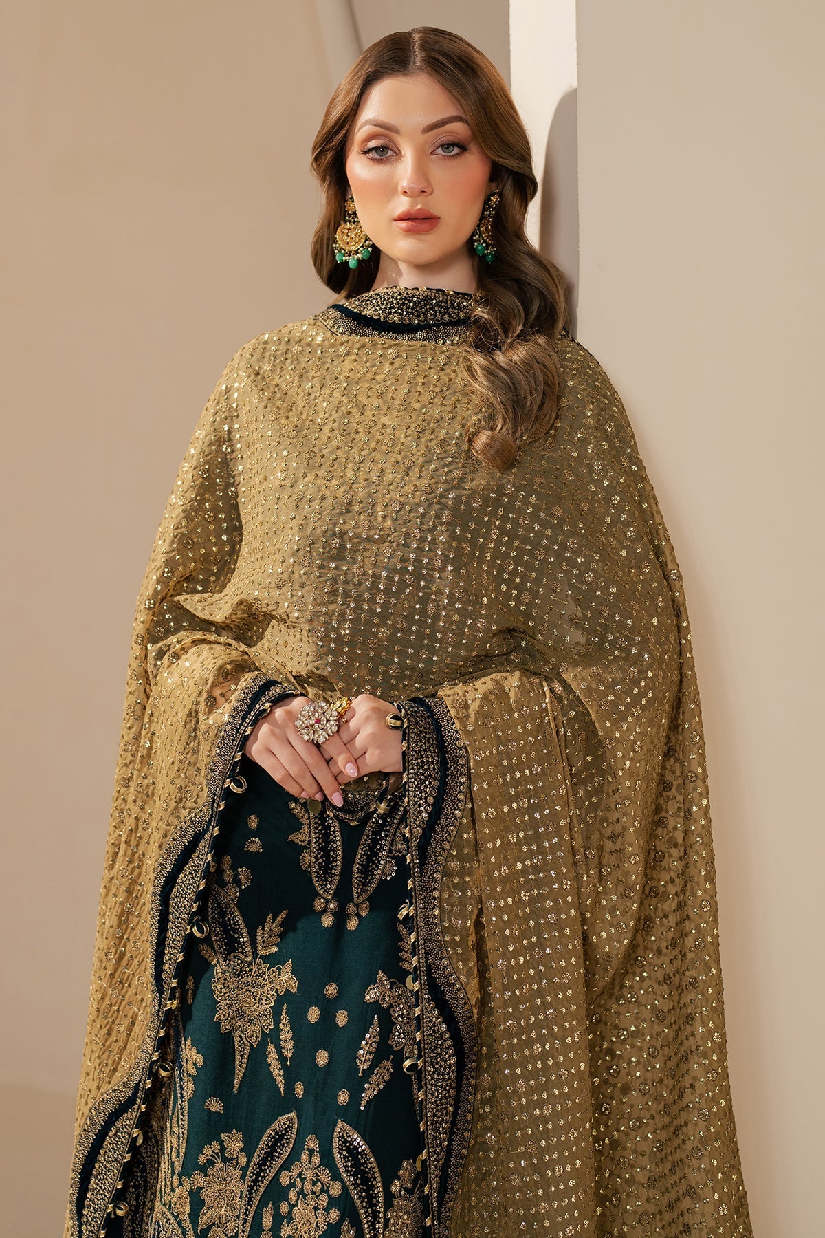 Embroidered Chiffon 3-Piece Stitched Suit with Organza Border & Malai Crape Trouser | Ready To Wear