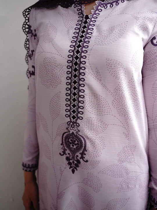 3 Piece Stitched Printed Lawn Suit - Ready To Wear