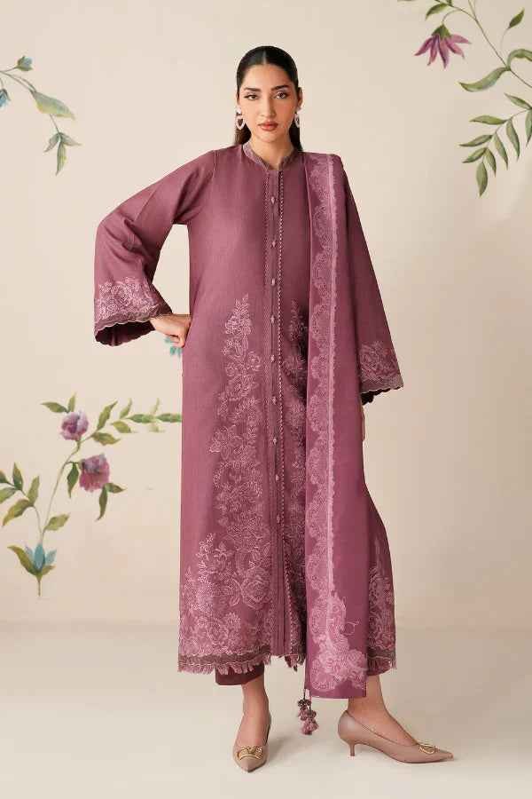 3 Piece Stitched Embroidery Khaddar Suit - Ready To Wear