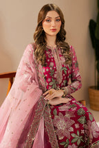 Embroidered Chiffon 3-Piece Stitched Suit with Net Dupatta & Silk Trouser | Ready To Wear