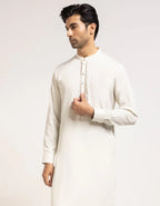 White Blended Semi-Formal Kameez Shalwar for Men | Ready To Wear