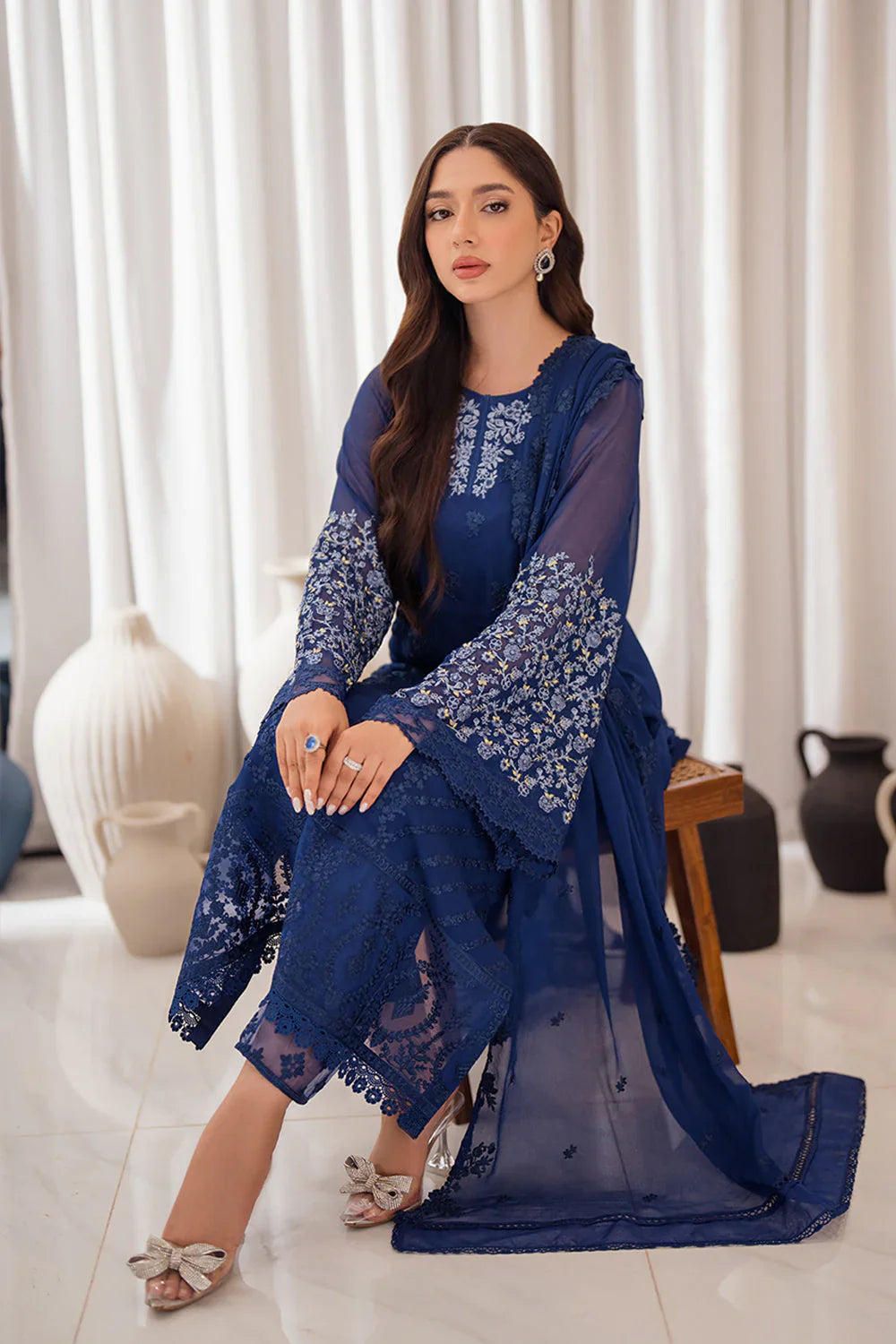 03 Piece Stitched Chiffon Suit - Ready To Wear