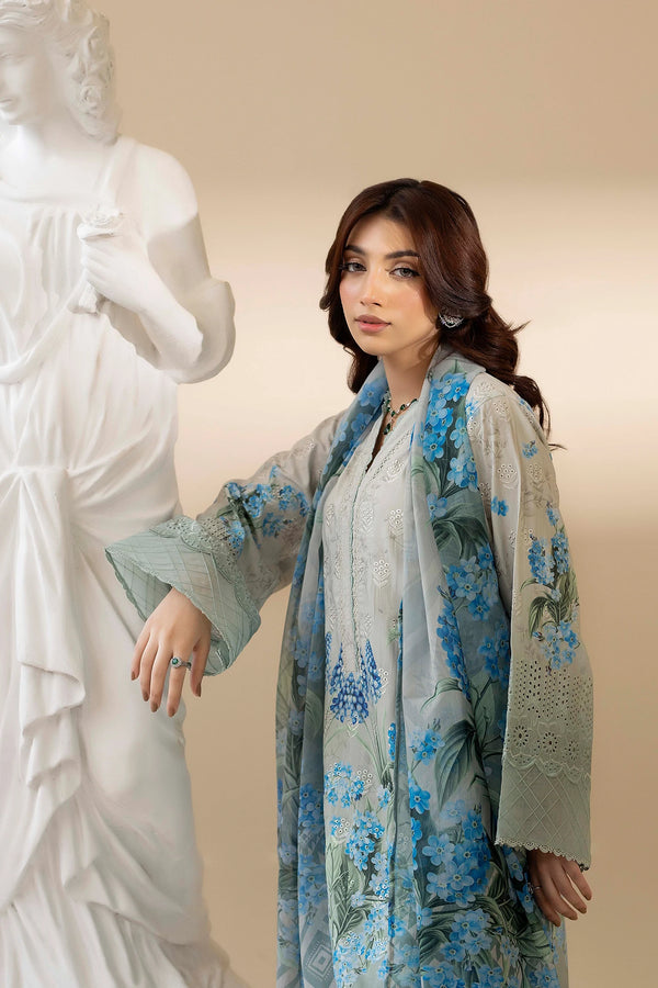 03 Piece Stitched Lawn Suit - Ready To Wear