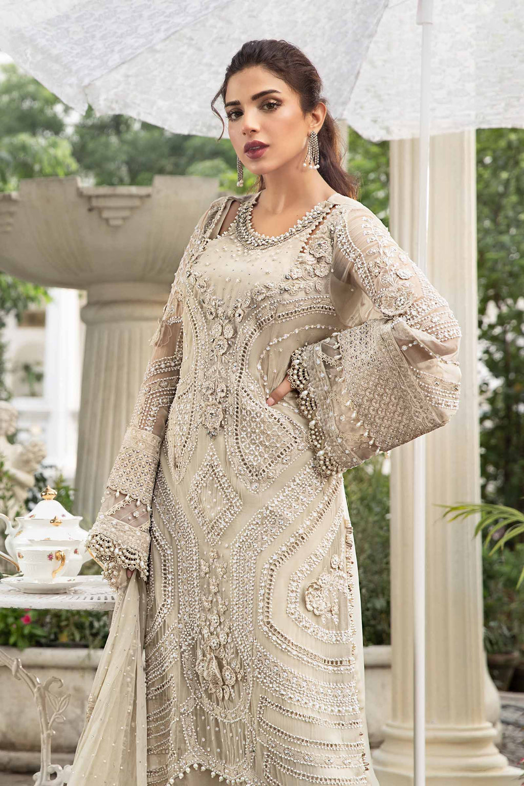 03 Piece Stitched Embroidered Chiffon Suit - Ready To Wear
