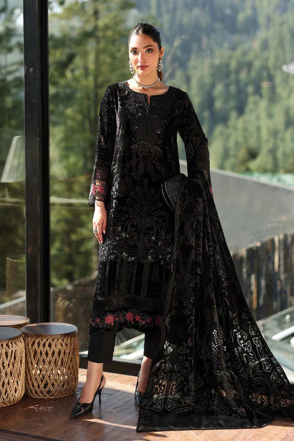 3 Piece Stitched Velvet Suit - Ready To Wear