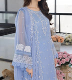 03 Piece Stitched Organza Full Embroidered Suit - Ready To Wear