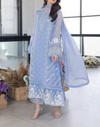 03 Piece Stitched Organza Full Embroidered Suit - Ready To Wear
