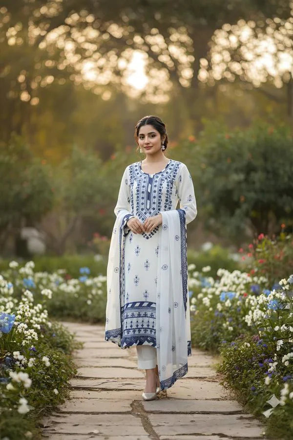 03 Piece Stitched Designer Dress - Ready To Wear