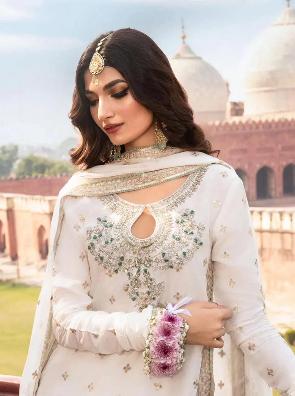 03 Piece Stitched Chiffon Embroidered Suit - Ready To Wear