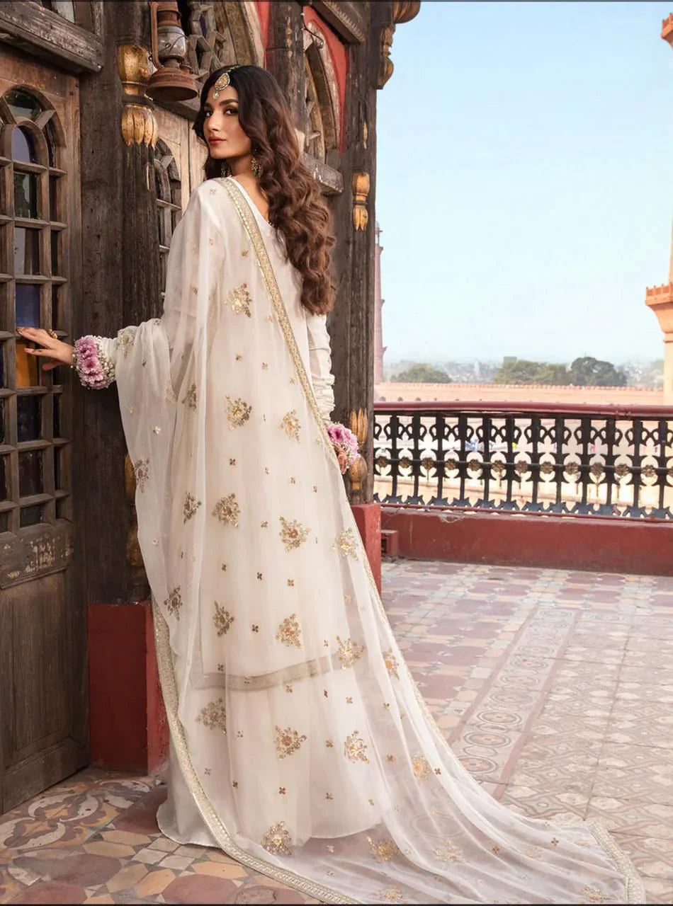 03 Piece Stitched Chiffon Embroidered Suit - Ready To Wear