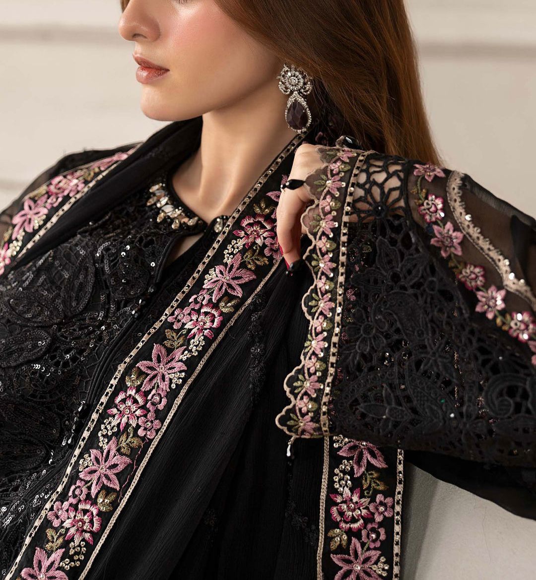03 Piece Stitched Chiffon Suit - Ready To Wear