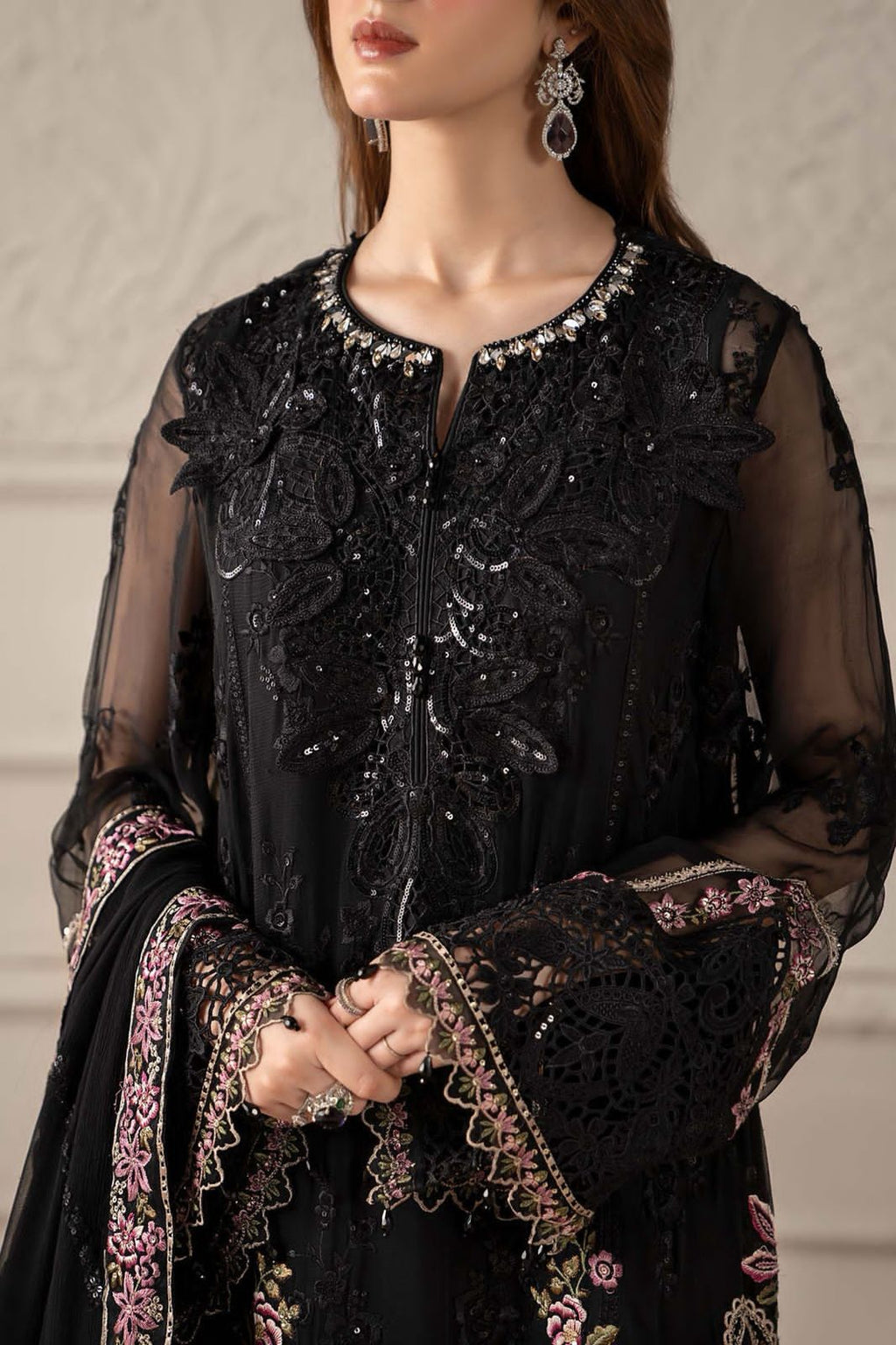 03 Piece Stitched Chiffon Suit - Ready To Wear
