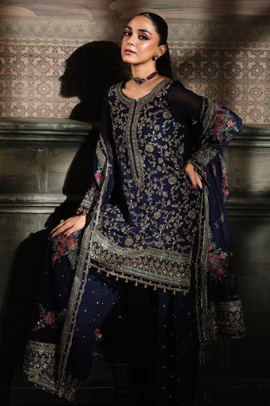 03 Piece Stitched Chiffon Suit - Ready To Wear