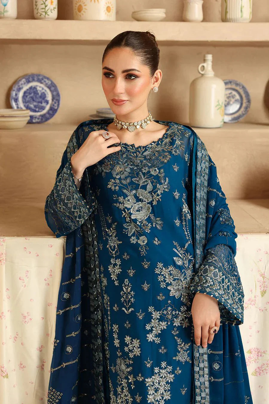 03 Piece Stitched Chiffon Suit - Ready To Wear
