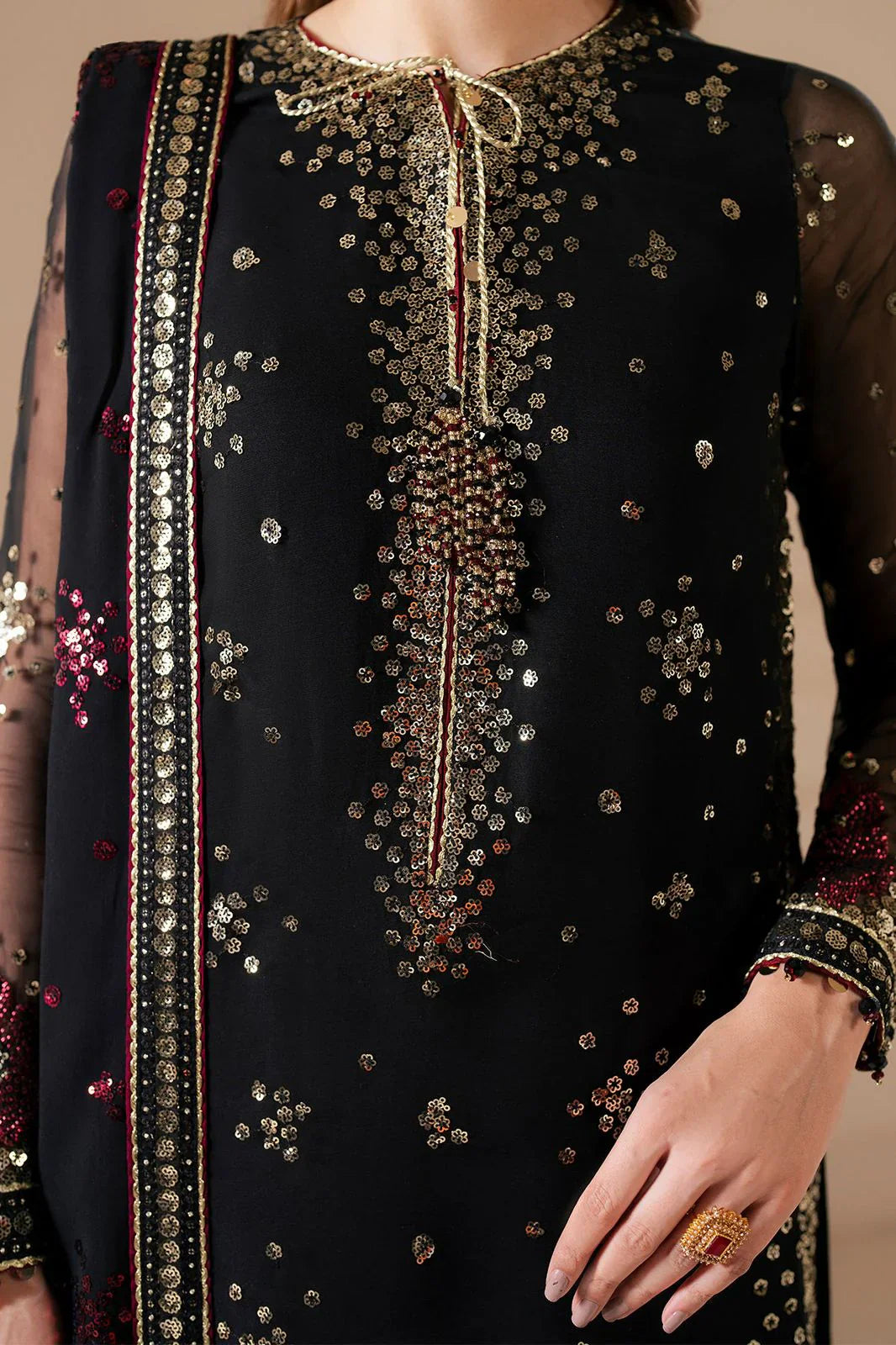03 Piece Stitched Chiffon Suit - Ready To Wear