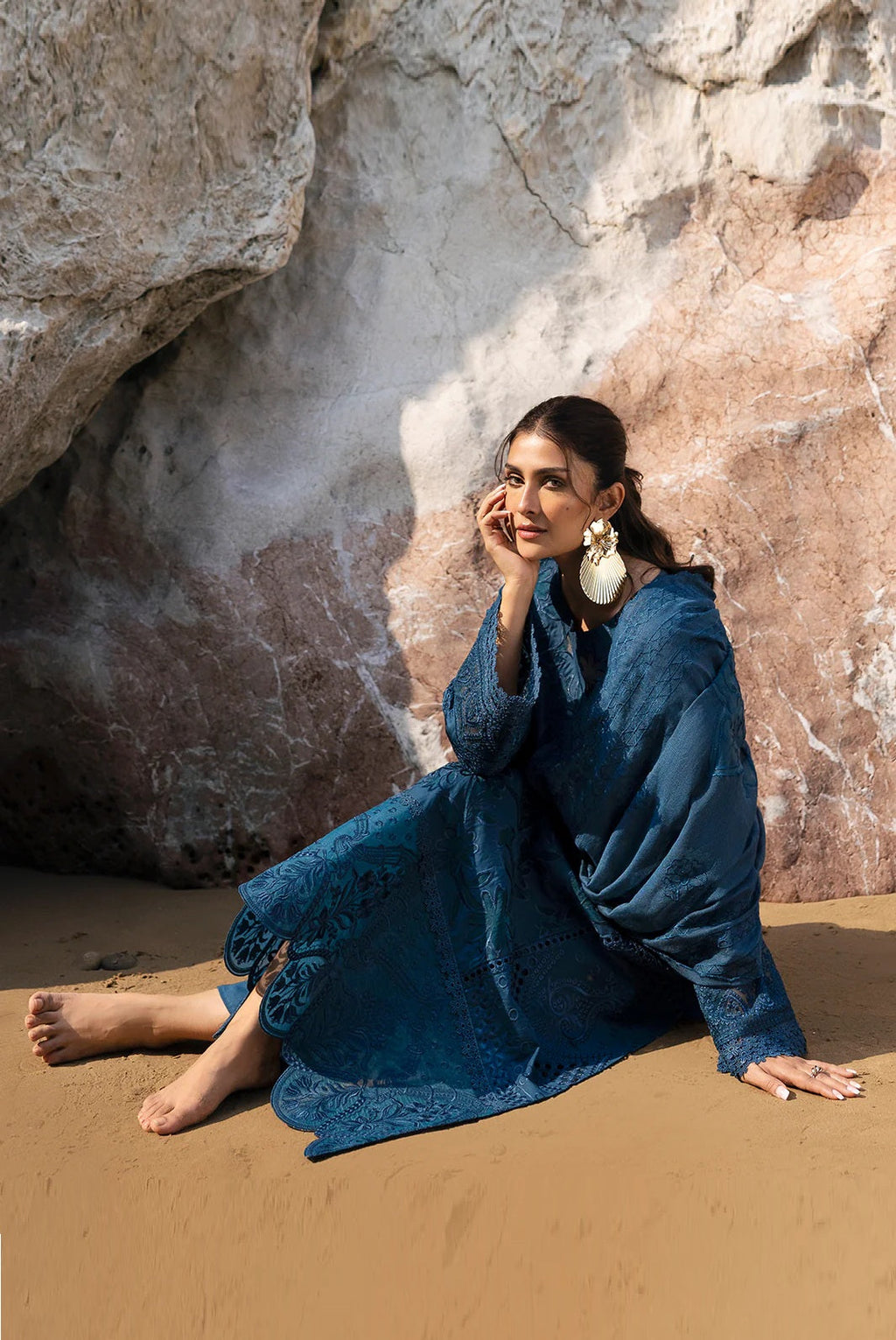 Heavy Embroidered Cotton 3-Piece Stitched Suit with Khaddi Net Dupatta | Ready To Wear