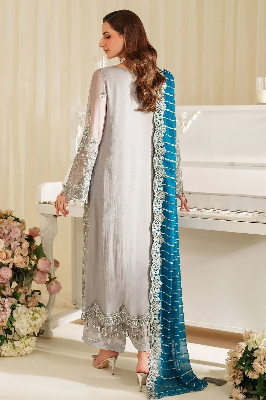 03 Piece Stitched Embroidery Chiffon Suit - Ready To Wear