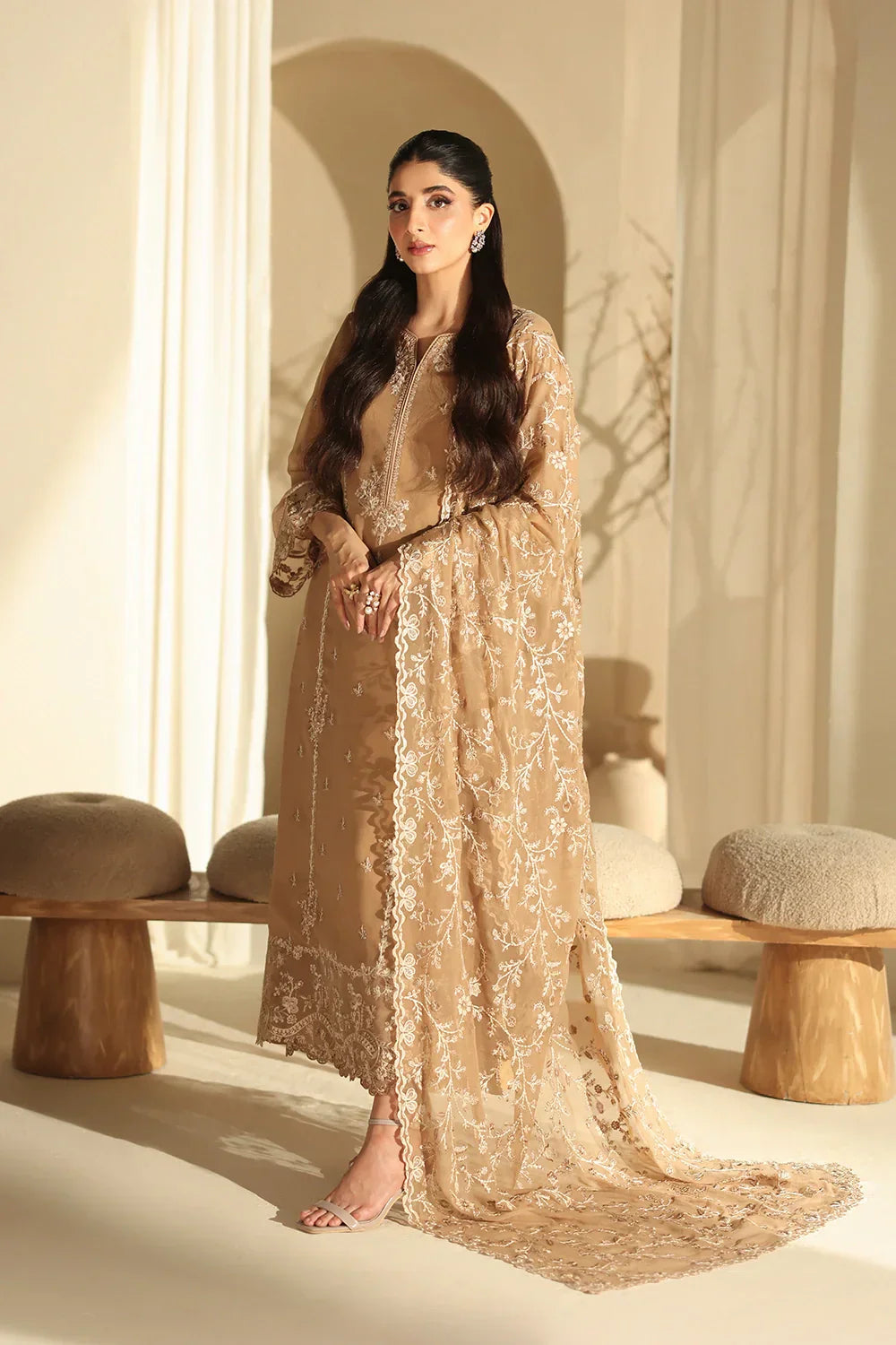 03-Piece Pure Chiffon Suit With Embroidery - Ready to Wear