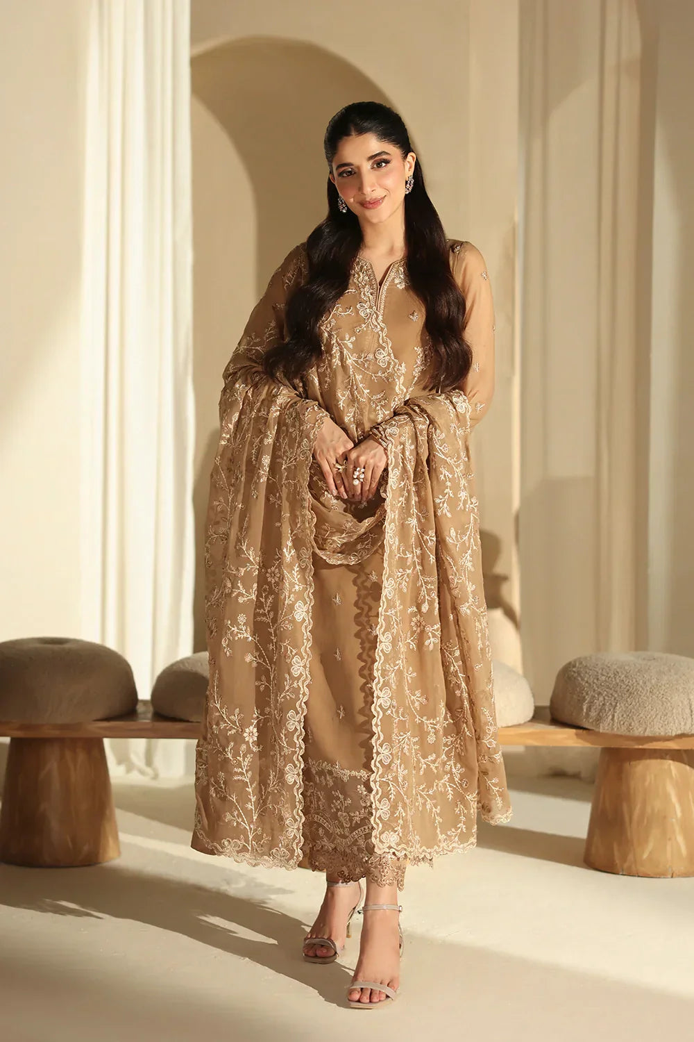 03-Piece Pure Chiffon Suit With Embroidery - Ready to Wear