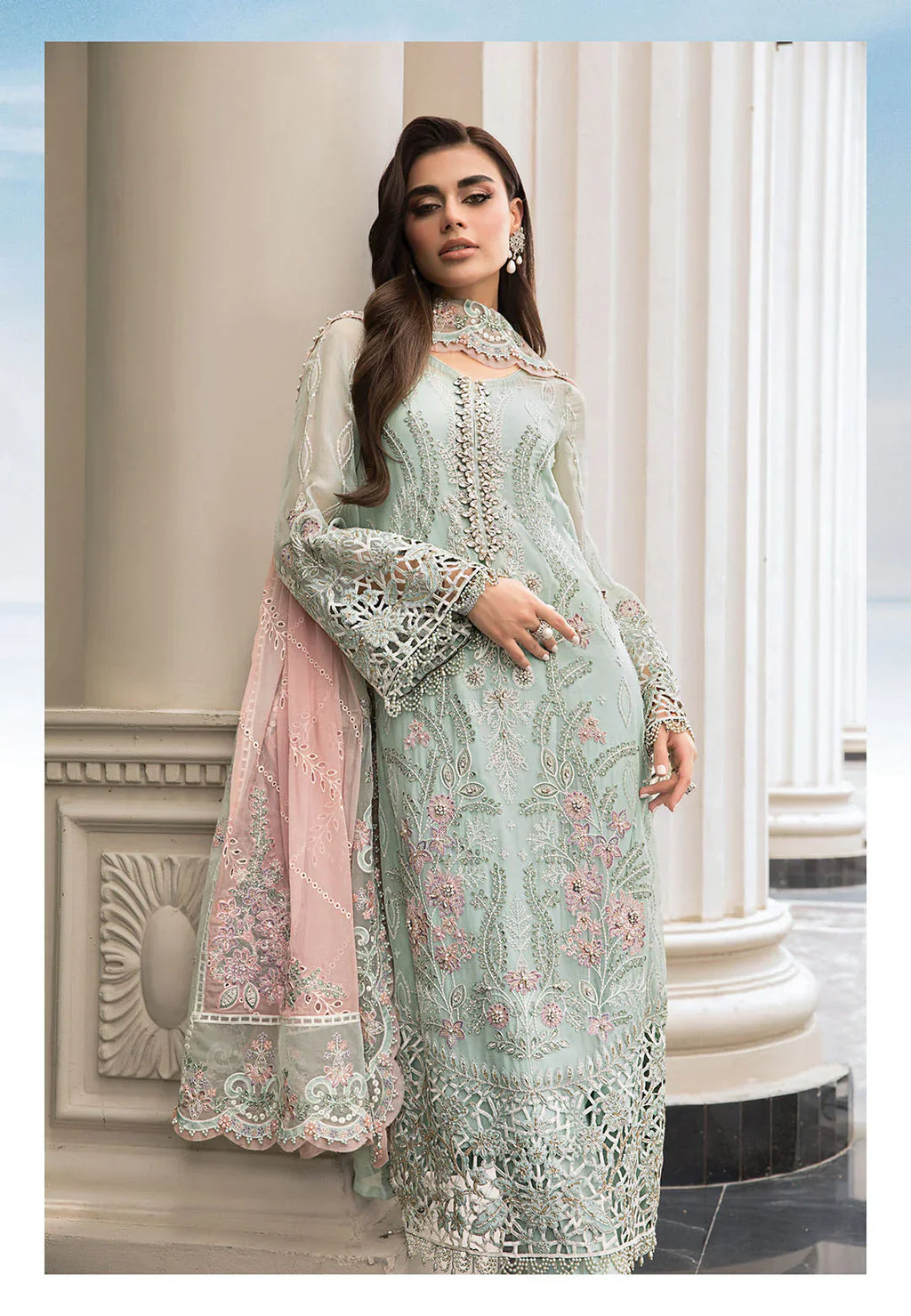 03 Piece Stitched Chiffon Embroidery Suit - Ready To Wear