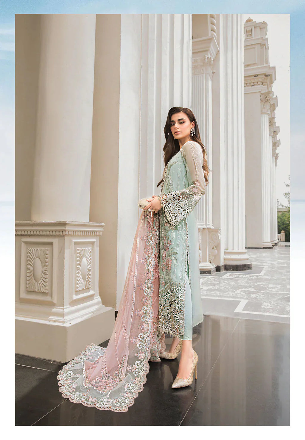 03 Piece Stitched Chiffon Embroidery Suit - Ready To Wear
