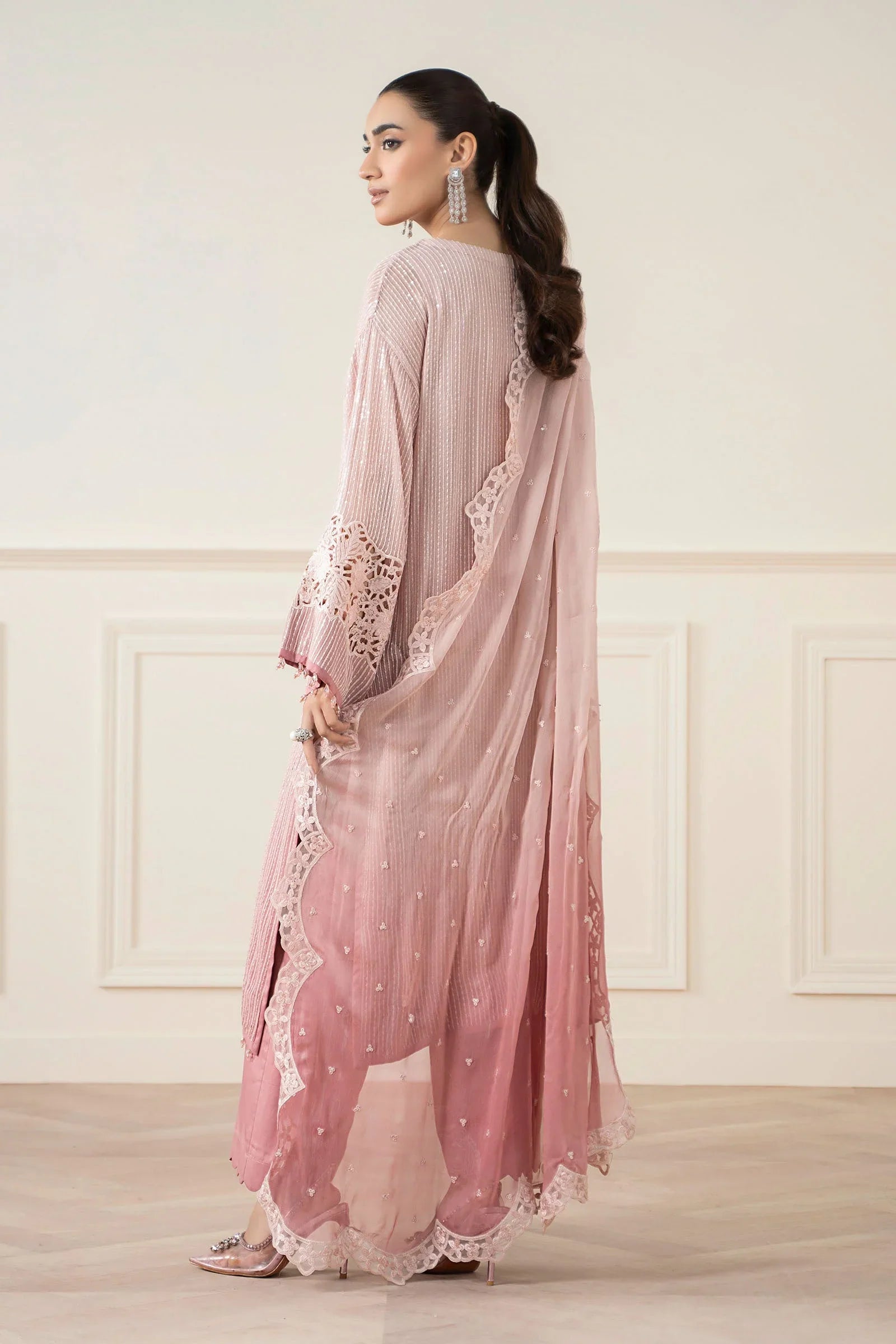 03 Piece Stitched Chiffon Embroidery Suit - Ready To Wear