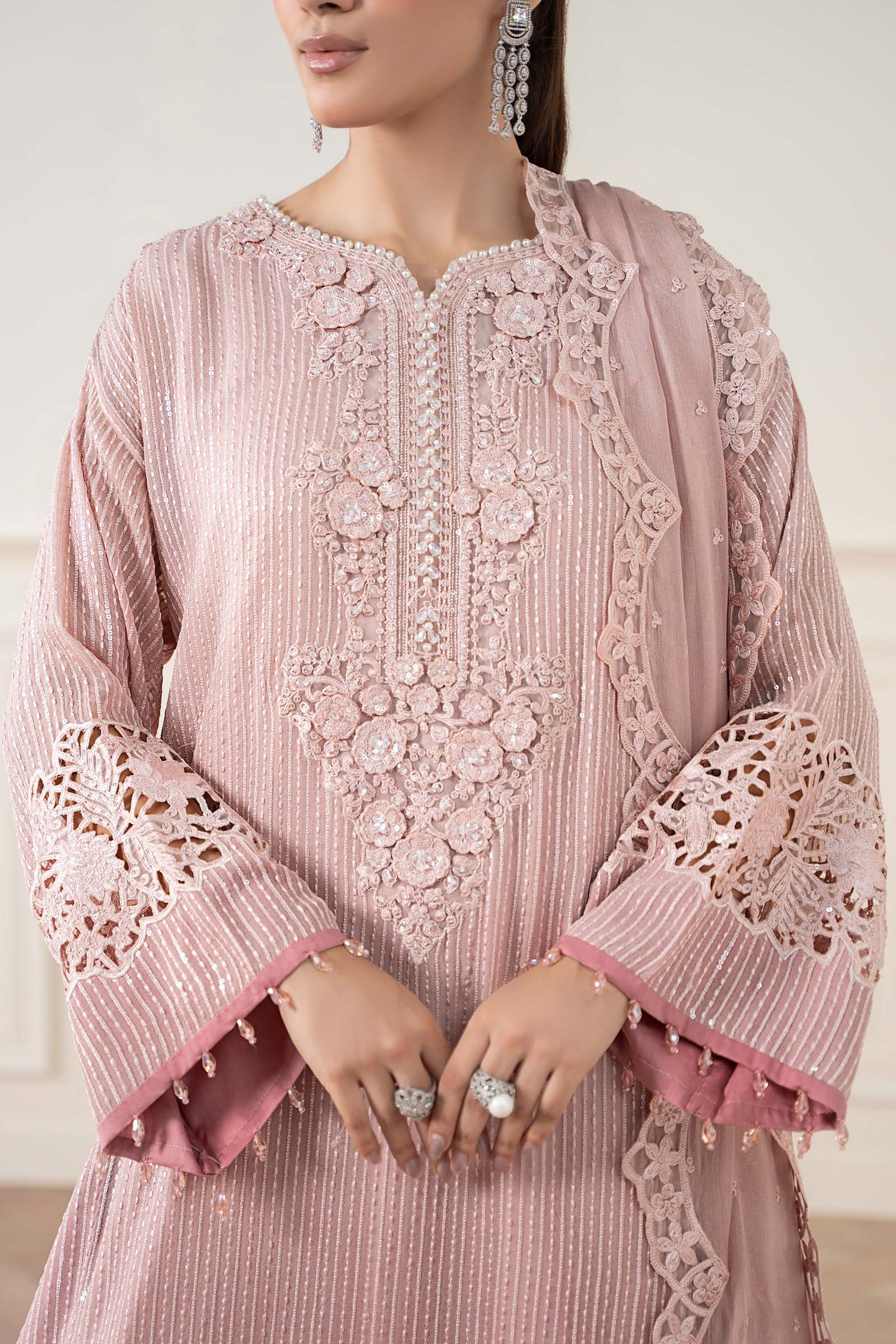 03 Piece Stitched Chiffon Embroidery Suit - Ready To Wear