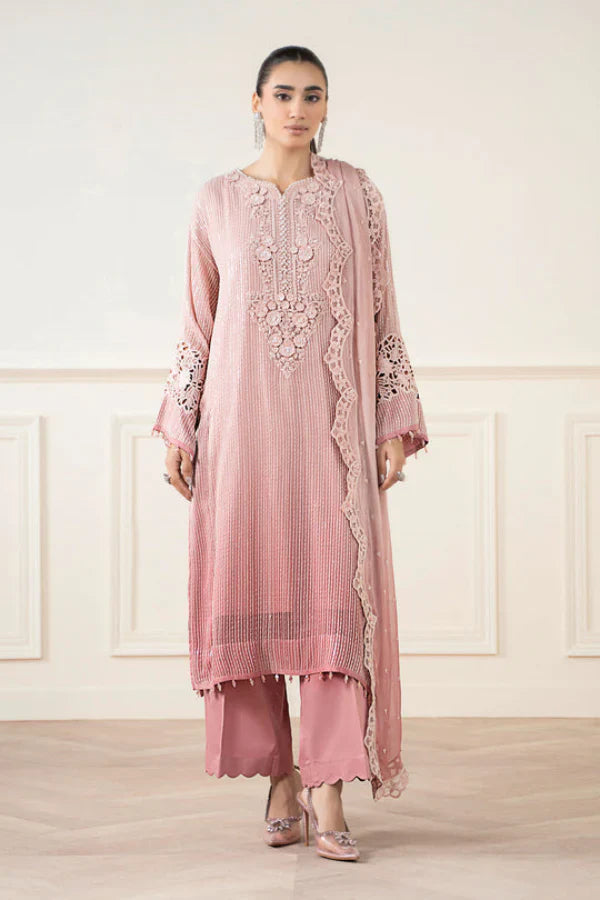 03 Piece Stitched Chiffon Embroidery Suit - Ready To Wear