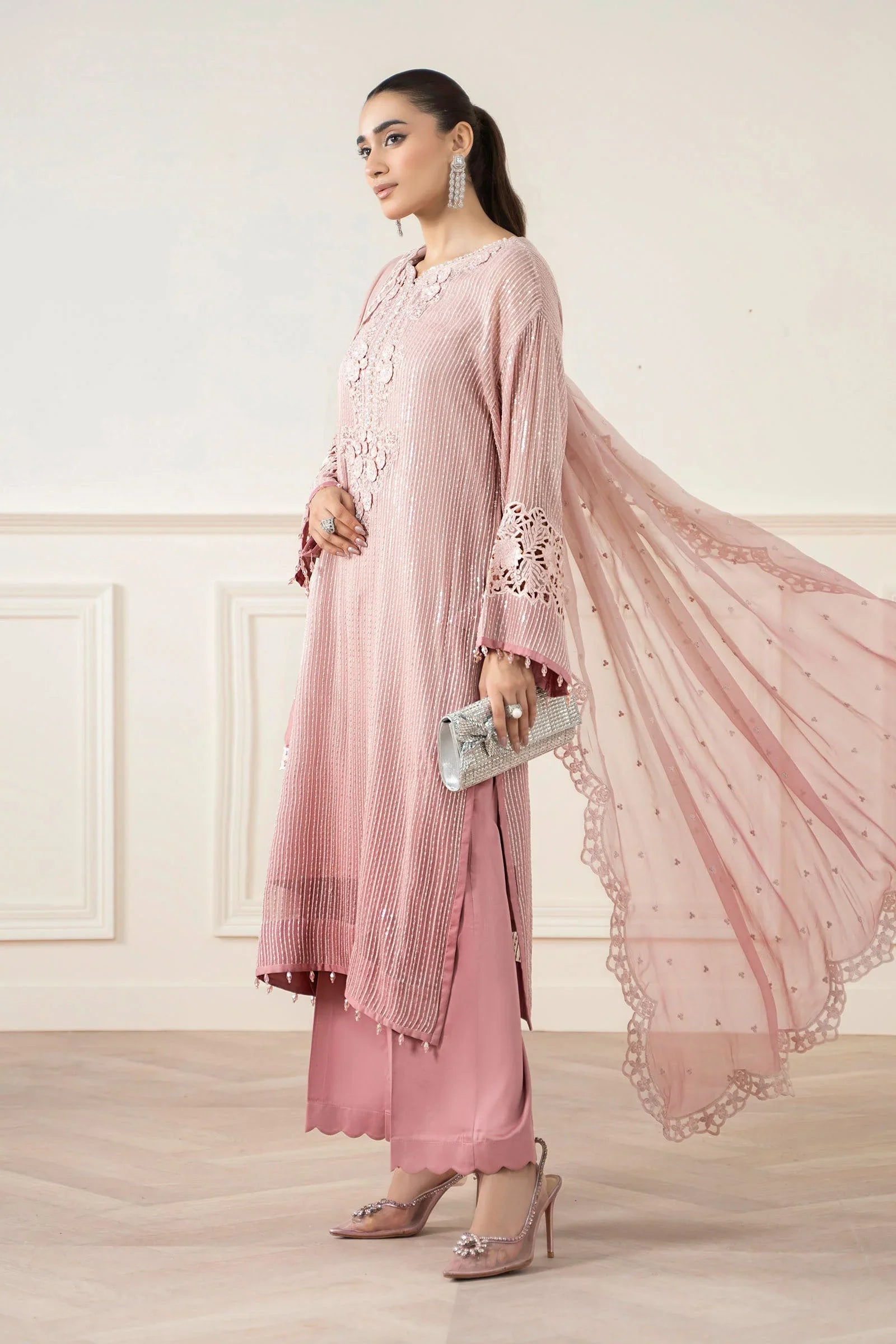 03 Piece Stitched Chiffon Embroidery Suit - Ready To Wear