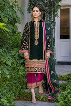 3 Piece Stitched Velvet Designer Suit - Ready To Wear