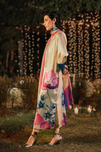 Digital Print Shamoz Silk 3-Piece Stitched Suit with Stone Work & Handwork | Ready To Wear