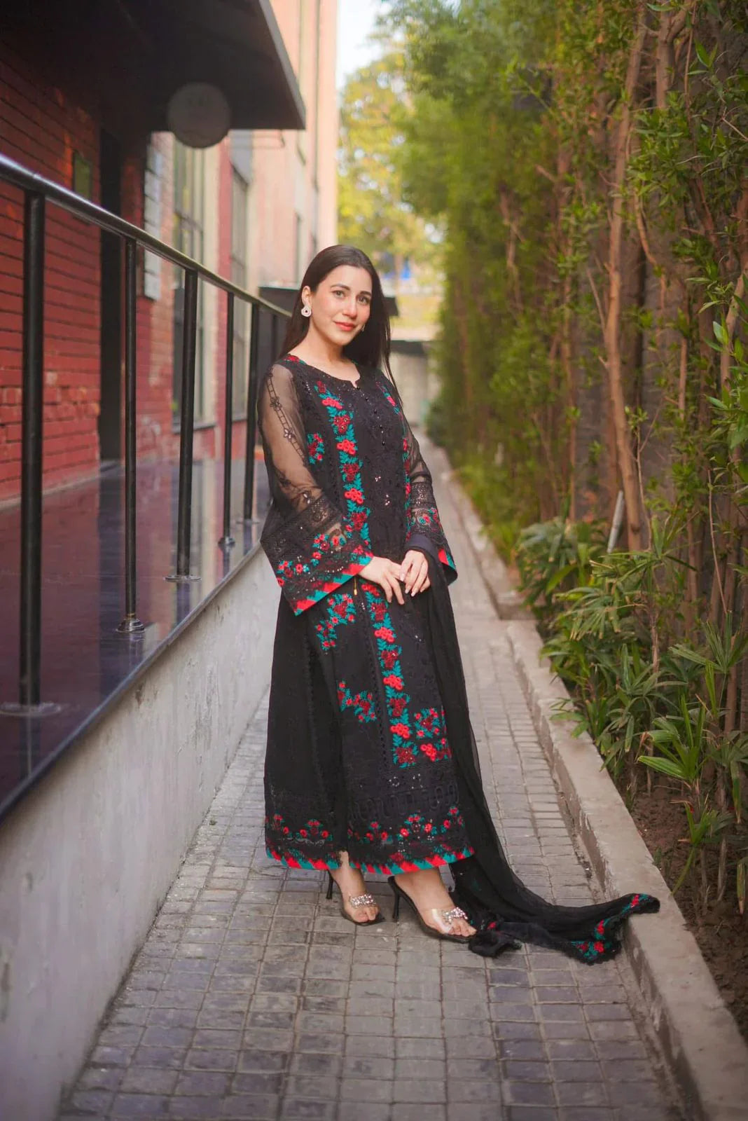 03 Piece Stitched Chiffon Embroidered Suit - Ready To Wear