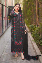 03 Piece Stitched Chiffon Embroidered Suit - Ready To Wear