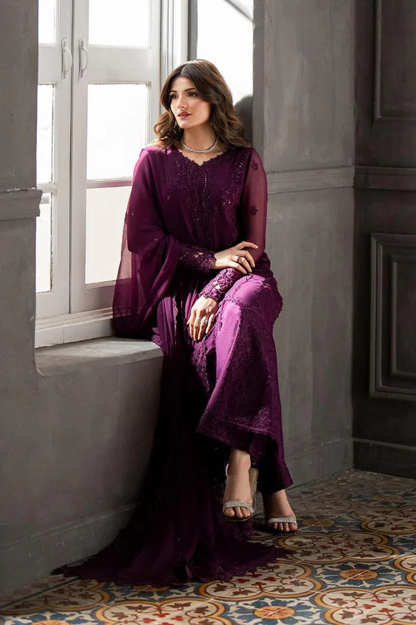 03 Piece Stitched Chiffon Suit - Ready To Wear