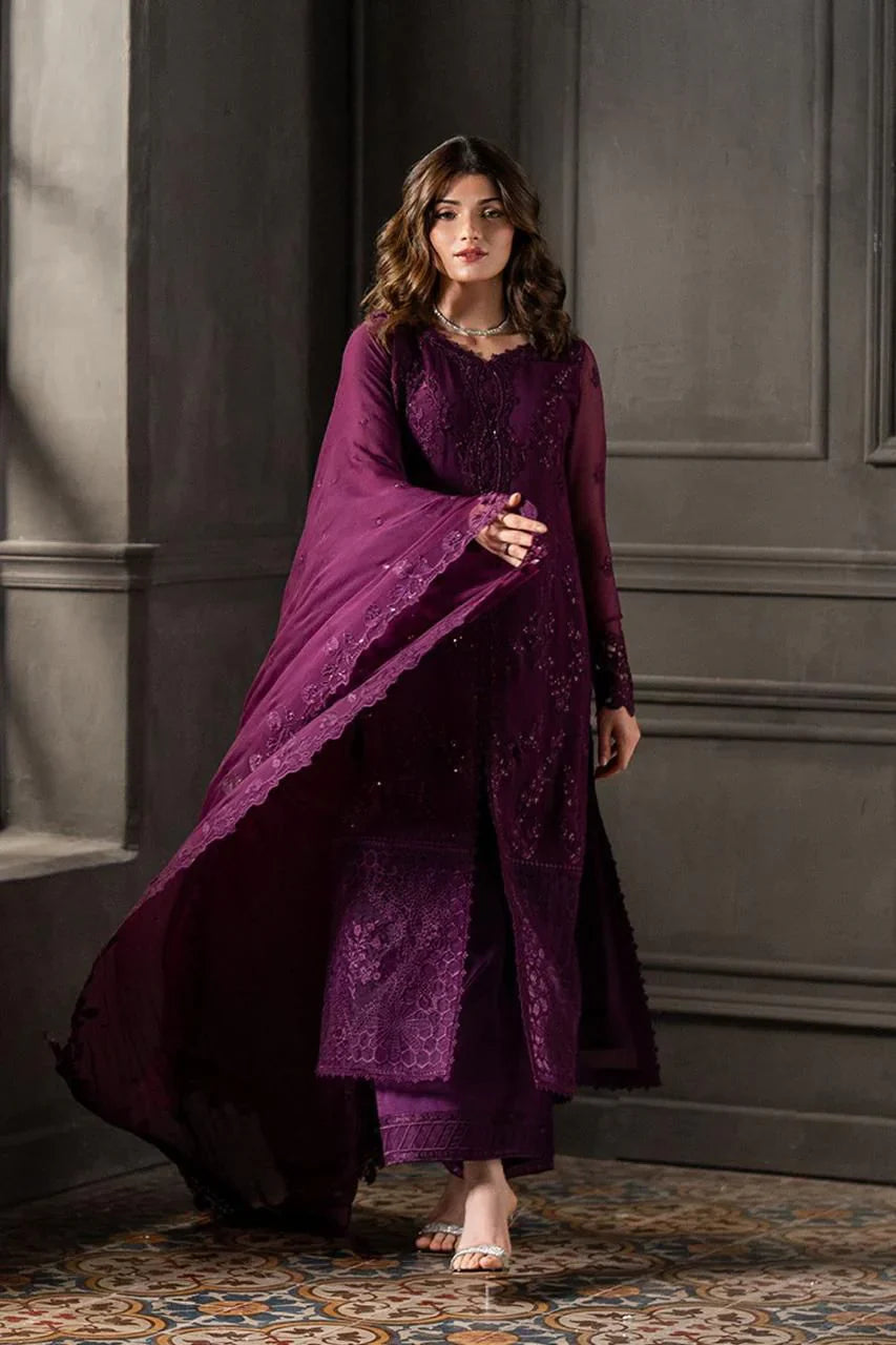 03 Piece Stitched Chiffon Suit - Ready To Wear