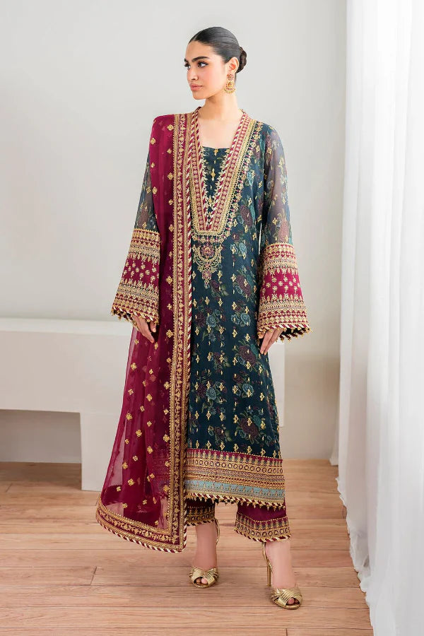 03 Piece Stitched Chiffon Embroidery Suit - Ready To Wear